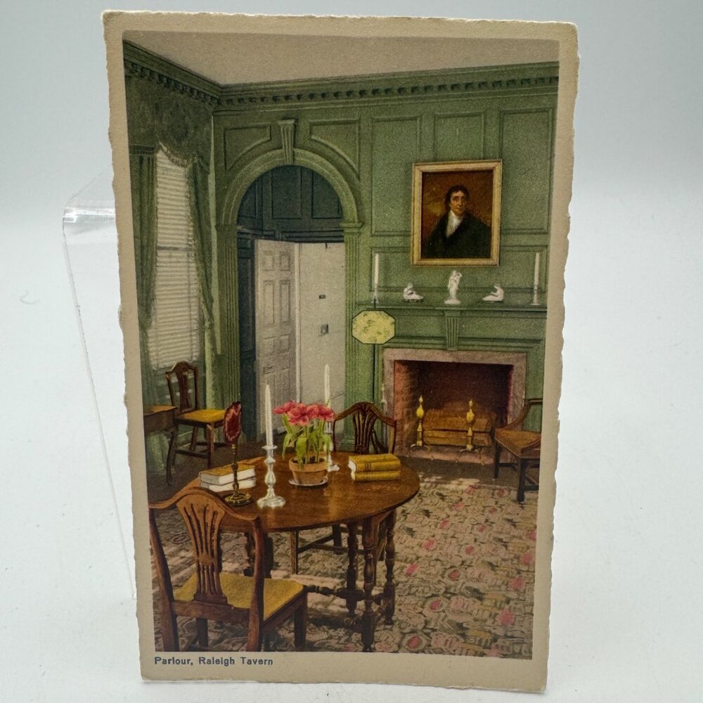 Vintage Postcard Parlour Raleigh Tavern Williamsburg VA Unused Mid-Century